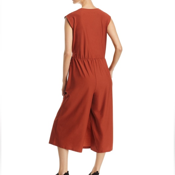 Eileen Fisher petite wrap front crepe sleeveless jumpsuit - Picture 2 of 16